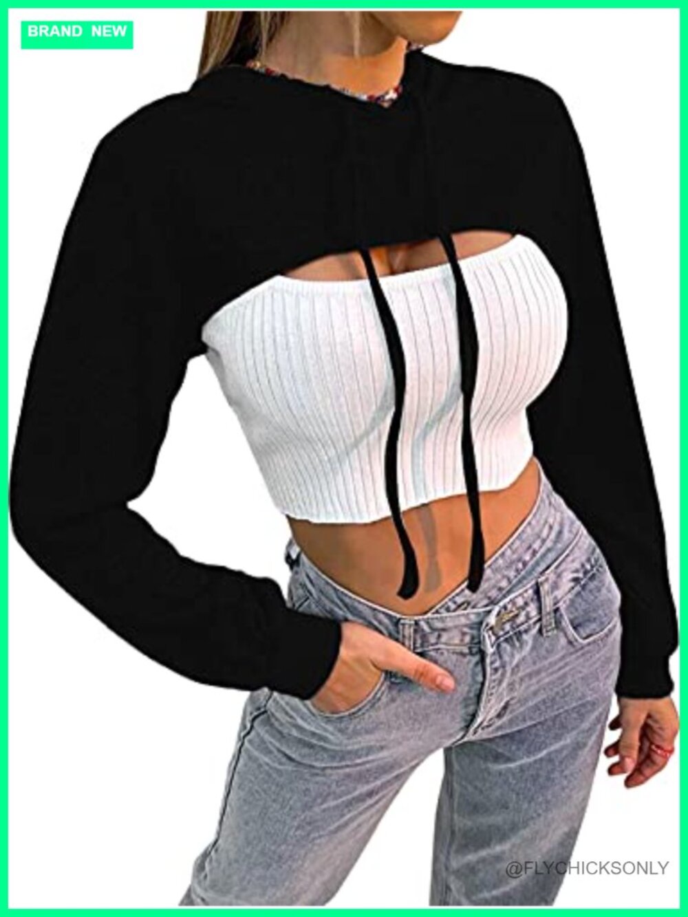 Women Cropped Hoodie Sweatshirt Long Sleeve Pullover Rave Dance Gym Top